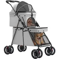 JEOBEST Hundebuggy Kinderwagen für Katzen/Hunde, Leicht Faltbar, Doppelter Hundebuggy, Haustiere Buggy bis 30 kg