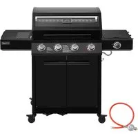 Royal Gourmet Gasgrill 4+1 Brenner Camping-Gasgrill, 15,5 kW Outdoor Grillwagen, mit Sichtfenster für Garten
