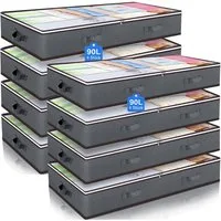 SURFOU Unterbettkommode Unterbett Aufbewahrungsbox Aufbewahrungstasche Unterbett Aufbewahrung (4er Set 90L Große Kapazität, Faltbare Aufbewahrungsbox mit transparent Deckel, Mit 4 Tragegriffen, Doppelreißverschluss, 8 St., für Kleidung, Kissen, Bettd
