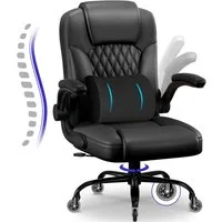 Fukstern Bürostuhl Ergonomischer Bürostuhl mit 90° klappbaren Armlehnen (Atmungsaktiver Mesh-Bezug, Rücken- und Taillenstütze, Neigung fixierbar bei 90° (maximal kippbar bis 120), bis 150 kg belastbar