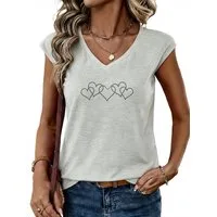 PYLIKE Print-Shirt Damen Sommer Casual bequemes Achselhemd mit Liebe Print-Shirt Bequem für Freizeit und Büro,Strandurlaub