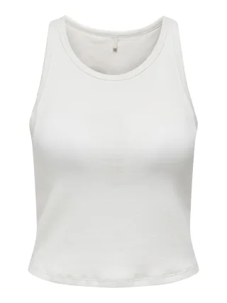 ONLY - ONLVELMA RIB PADDED CROP TOP ACC cloud dancer - Gr. - L