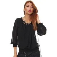 Mississhop Chiffonbluse Damen Bluse Chiffon Rundhals M.304