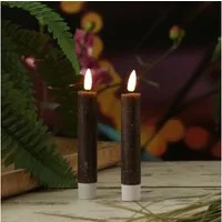 MARELIDA LED-Kerze LED Stabkerzen Tafelkerzen Dinner Spitzkerzen rustikal 14cm braun 2St, LED Classic, warmweiß (2100K bis 3000K)