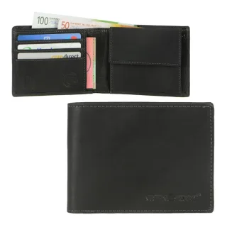 Geldbörse Vintage-Look Sicherheit Leder schwarz | Greenburry. Klassisches Herrenportemonnaie mit RFID-Schutz und sieben Kartenfächern.