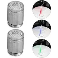 EAXUS Waschtischarmatur LED Wasserhahnaufsatz - RGB Farbwechsel je nach Temperatur (2-St) Leuchtfarbe Blau (bis 40°C) Rot (über 40°C), Universal