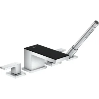 hansgrohe Axor MyEdition Ferigmontageset 47430600 4-Loch-Wannenrandarmatur, Ausladung 150 mm, chrom/Schwarzglas