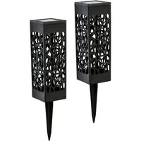 Spetebo LED Solarleuchte LED Solar Schattenlampe - 2er Set, Einschaltautomatik, LED, warmweiß, Deko Lampen in warmweiß
