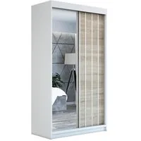 A&J MöbelLand GmbH Schiebetürenschrank VIGO mit Spiegel. (nur für kurze Zeit! TOP ANGEBOT! Geräumiger Schrank mit viel Stauraum:6 Regalen und 1 Kleiderstange – -ideal zur Aufbewahrung von Kleidung und Accessoires. TOP PRODUKT! Farbe und Größe (120 cm