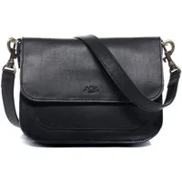 SID & VAIN Umhängetasche echt Leder Schultertasche groß schwarz FRAN, Crossbody Bag Echtleder für Damen, Handtasche mit Schultergurt schwarz