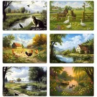MuchoWow Platzset Nature's Charm - Ländlich - Tiere, (6-St), Platzsets, Tischset, Abwaschbar, Tischsets, Platzdeckchen