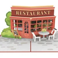 papercrush Geschenkkarte Restaurant Pop-Up Karte, Handgemacht, Lasergeschnitten, Pop Up