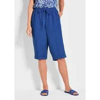 GOLDNER Schlupfhose Kurzgröße: Sportliche CARLA Midihose Luftige Bermuda mit Schlupfbund, Taschen, sommerlich, Leinen, Uni