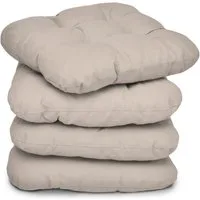 Beautissu Stuhlkissen 4er Set Sitzkissen Lisa Taupe, 40x40x8cm, Indoor & Outdoor Kissen mit 8cm Schaumstoff Füllung, widerstandsfähig