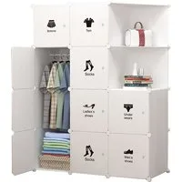 GarveeMore Kleiderschrank Mit Platz zum Aufhängen,DIY Kombischrank,modularer Kombischrank Modulare Kleiderschrank-Kombination mit Mehrfachfächern