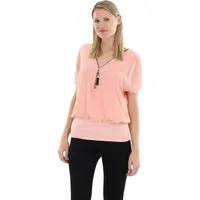 malito more than fashion Chiffonbluse malito Damen kurzarm Bluse im Fledermaus Look, Tunika mit Zipper, Kurzarm Bluse