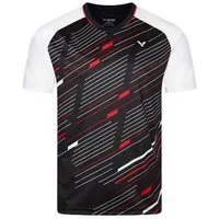 VICTOR T-Shirt T-43101 C (V-Ausschnitt) schwarz/weiss/rot Herren