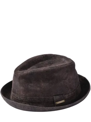 Stetson Herren Leder-Trilby Braun Veloursleder