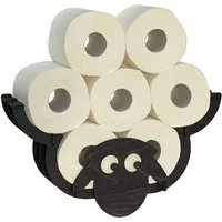 DanDiBo Toilettenpapierhalter Schaf Wand Schwarz Holz Toilettenrollenhalter WC Rollenhalter, Ersatzrollenhalter Klopapierhalter