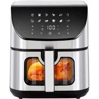 WHEELYOU Heißluftfritteuse 8.5 L Airfryer – 1800 W, Sichtfenster & LED-Display für fettarmes Kochen, 1800,00 W, Genießen Sie knusprige Ergebnisse mit wenig Öl