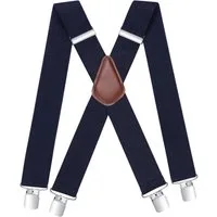 LuxusKollektion Hosenträger Hosenträger Herren Damen 5cm 4 Metall Clip X A-navy Blau Einheitsgröße