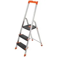SONGMICS Trittleiter Aluleiter, 12 cm breite Stufen mit Riffelung, Anti-Rutsch-Füße, mit Handlauf, bis 150 kg belastbar, Leiter mit 3 Stufen
