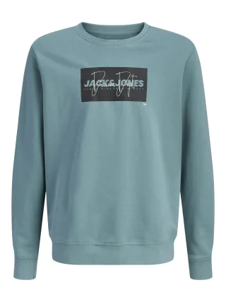 JACK&JONES - JJCOLE PRINT SWEAT CREW JNR Mineral Blue - Gr. - 164