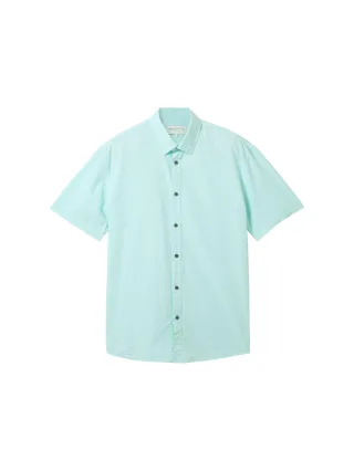Denim Tom Tailor - Relaxed Kurzarmhemd mit Struktur light blue grey dots structure - Gr. - S