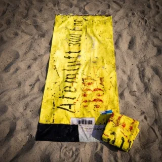 Strandtuch ATEMLUFT 300bar | Feuerwehr-Handtuch | 70x150 cm | Badetuch | Duschtuch | Atemschutz