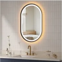 AQUABATOS Badspiegel mit Beleuchtung Ovaler LED Spiegel dimmbar Wandspiegel für Badezimmer, 50x80 / 60x90 cm, Beschlagfrei,Touch,Memory,Kaltweiß & Warmweiß,IP44