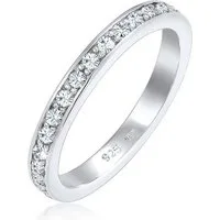 Elli Fingerring Memoire Glas Kristalle Weiß 925 Silber vergoldet