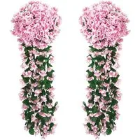 Kunstpflanze 2 Stück Künstlich Hängende Blumen, Blauregen Efeublumen Glyzinien, TUWENA, Kunstblumen Veilchen Hgende Blumen für Außen Innen Hochzeit Terrasse