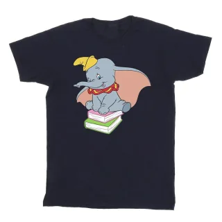 Disney - "Dumbo Sitting On Books" T-Shirt für Mädchen (Marineblau)