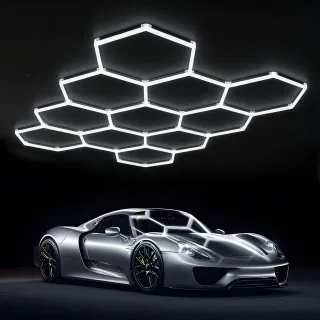 Elfeland 11-Cell Garage Lights Hexagon Lamp 6500K LED Tube Honeycomb Barbershop Ceiling Lighting For Workshop 4S Car Sho