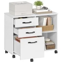 VASAGLE Aktenschrank Rollcontainer, mit Rollen nd 3 Schubladen