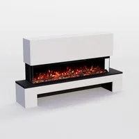 GLOW FIRE Elektrokamin Cobalt mit Holzfach, Standkamin mit 3D Feuer und Heizung (Thermostat), Elektrischer Kamin mit APP Steuerung, Heizleistung (900- 1800 W)