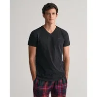 Gant Unterziehshirt V-NECK T-SHIRT 2-PACK (Packung, 2-St., 2er) mit Markenlabel auf der Brust