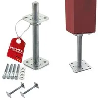 SO-TECH® Pfostenträger Stützträger höhenverstellbar Gewinde M24 Stahl feuerverzinkt, (2-St), zum Aufschrauben, wetterfest, 80 x 80 x 250 mm
