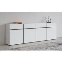 OTTO home Sideboard Cross,Breite 225 cm, moderne grifflose Kommode,4 Türen/4 Schubkästen, Schubladenschrank mit viel Stauraum, Einlegeböden verstellbar