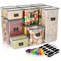 Simloveve Vorratsdose Vorratsbehälter 24 Set, Aufbewahrungsbox Küche Mit Deckel, (22-tlg), 0,8 / 1,4 / 2,0 / 2,8 L Volumen, mit Etiketten und Markern, stapelbar