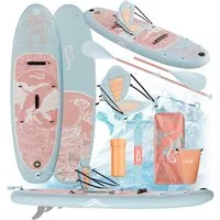 GUNJI Inflatable SUP-Board Aufblasbares 320*80*15CM stehendes Zellstoffbrett Tragfähigkeit 130KG, (Mit Kajaksitz, Rucksack, Pumpe, Doppelpaddeln, Sportkamerahalter, wasserdichter Handytasche, ideal zum Surfen, Angeln)