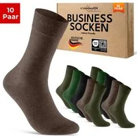 sockenkauf24 Businesssocken Premium Socken mit Komfortbund Herren & Damen Business Socken (Grün/Braun, 10-Paar, 39-42) aus gekämmter Baumwolle mit Pique-Bund, ohne Naht