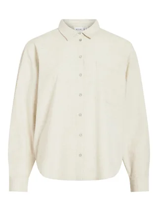 VILA - VIPRISILLA L/S LOOSE SHIRT - NOOS Super Light Natural Melan - Gr. - 36