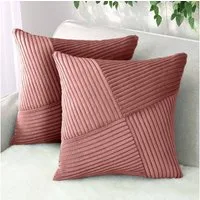 Amilian Dekokissen Sofakissen 40x40 2er Set mit Füllung und Bezug - Cord-Optik, Reißverschluss, formstabil, 2 Stück