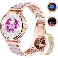Zevelora Damen's IP68 wasserdicht Fitness-Tracker Telefonfunktion Smartwatch (Android/iOS), mit Anruf-Funktion 123 Sportmodi Menstruationszyklus-Funktione