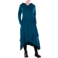 Vishes Kurzmantel Langer asymmetrischer Überwurf mit Kapuze, Taschen, Daumenlöchern Alternative Bekleidung, Ethno, Hippie, Retro Style