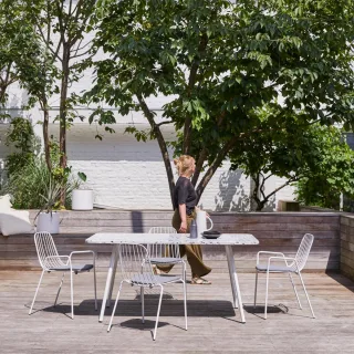 Rechteckiger Gartentisch Premium-Terrazzo und Metall 160 Elio weiß