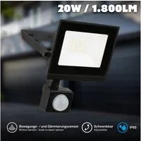 Briloner Leuchten Flutlichtstrahler LED Wandleuchte Außen Bewegungsmelder Wandstrahler Garten Eingang, mit Bewegungsmelder, LED fest integriert, 4000K - Neutralweiß, Garage, Garten, Auffahrt, Hauseingang