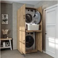 Roomart Waschmaschinenumbauschrank DORA Waschmaschinenschrank 70 cm, Soft-Close, 130 kg, in 4 Farben (Waschmaschinenschrank DORA für Trockner & Waschmaschine in 5 Farben) Soft-Close, Vollauszug, 130 kg, 2 Größen, 5 Farben, Wandbefestigung