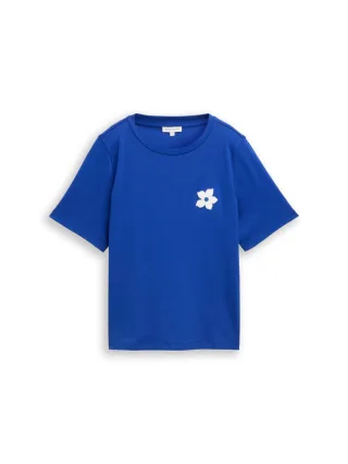 Tom Tailor - T-Shirt mit Print blau - Gr. - S
